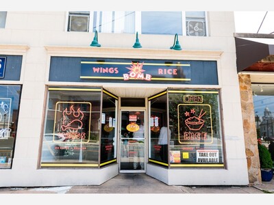 Try the tasty food at Bomb Wings & Rice in the heart of Hamden.
