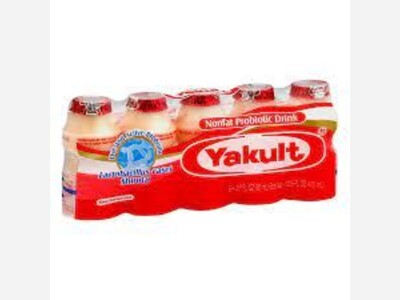 Yakult is a unique health drink that comes in a 5-pack.