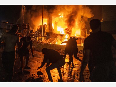 US Embassy in Beirut in Lebanon, set on fire.