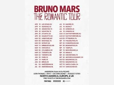Bruno Mars is back on the scene with The Romantic, released in February 27, 2026.
