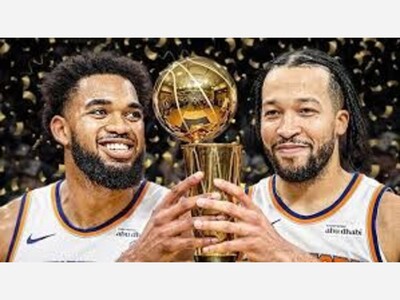 The Knicks received the Larry O'Brien Championship Trophy as champions of the 2026 NBA Finals.