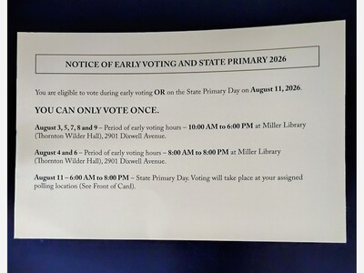 Early voting in the 2026 Hamden, Connecticut, primary.